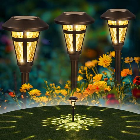 Solar Pathway Lights Outdoor 6 Pack Pevoros Warm White Solar Lights