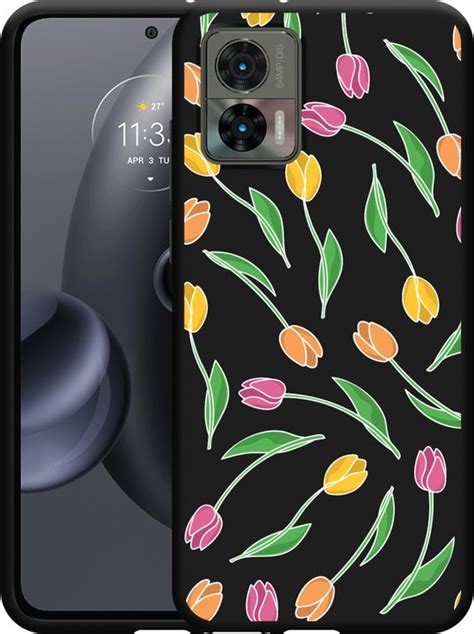 Hoesje Geschikt Voor Motorola Edge Neo Zwart Tulpen Bol