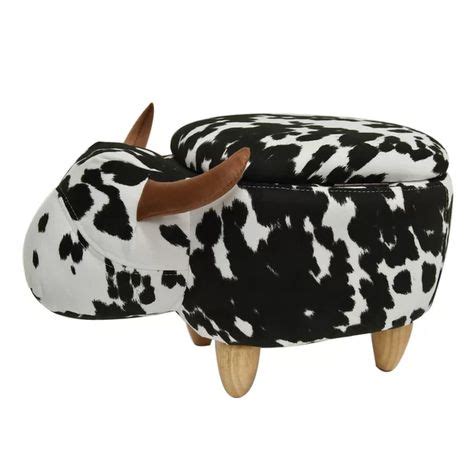 Cian Cow Storage Ottoman In Cow Print Ottoman Tufted Storage