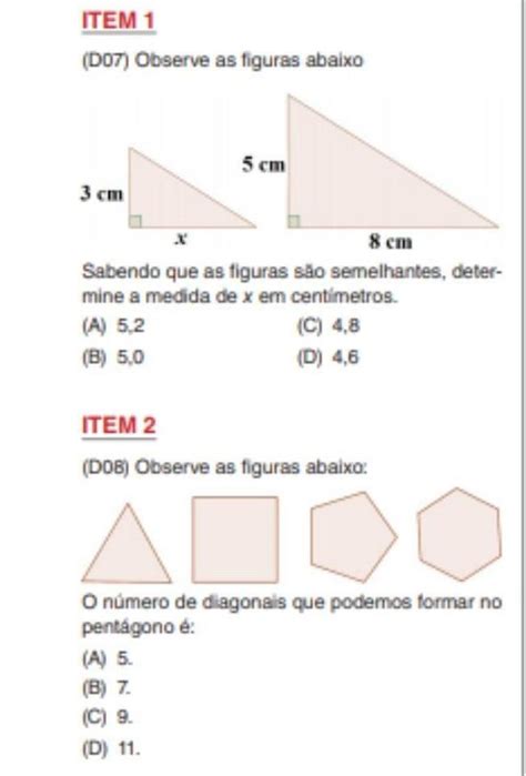 Observe As Figuras Abaixo Sabendo Que As Figuras S O Semelhantes