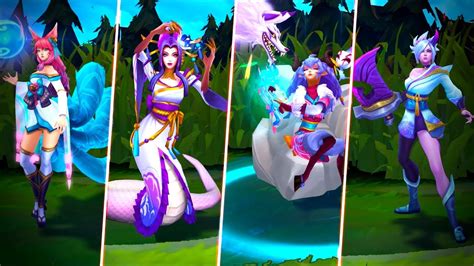 Spirit Blossom Ahri Cassiopeia Kindred And Riven Skins Spotlight League Of Legends Youtube