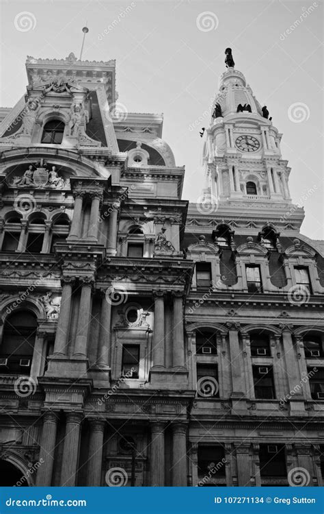 Philadelphia City Hall In Black And White Stock Photo Image Of City