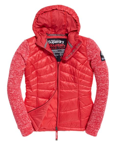 Womens Storm Panel Quilted Hybrid Jacket In Spicy Coral Superdry Uk