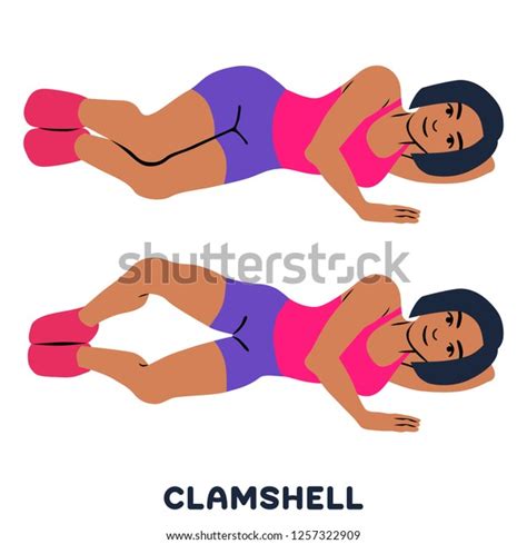 Clamshell Sport Exersice Silhouettes Woman Doing Stock Vector Royalty