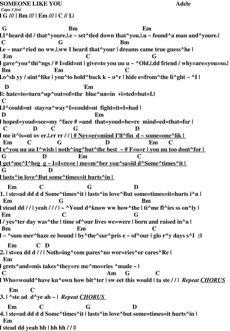 Someone Like You Guitar Chords
