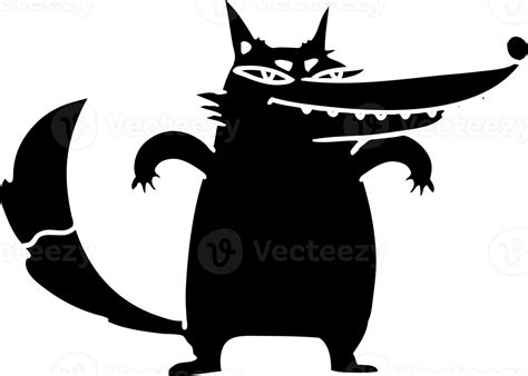 Sly Cartoon Wolf Solid Black Icon 45452152 Png