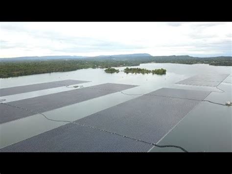 Live Aerial View Of Hydro Floating Solar Hybrid Project At Sirindhorn