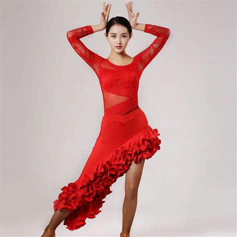 3 Colors Red Latin Skirt Latin Salsa Skirt Modern Dance Costumes For