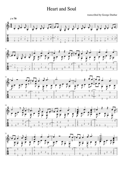 Heart And Soul For Guitar Sheet Music For Guitar Solo