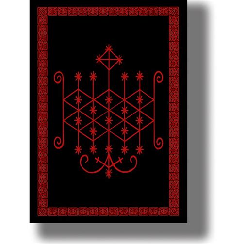 The symbol of the Ogun. African spirit veve. Ritual art of African magic.
