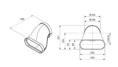 Bora Ecotube Übergang flach rund Versatz 110 mm inkl