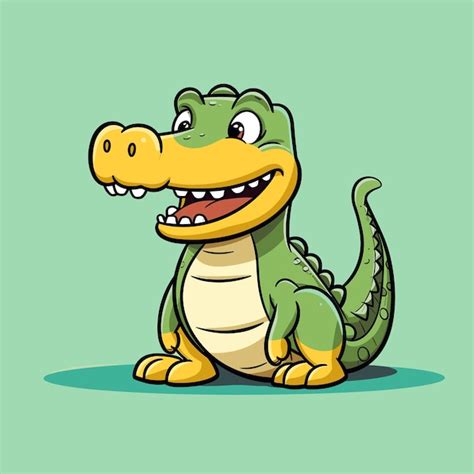 Premium Vector A Cartoon Of A Crocodile With A Mouth Open And A Green