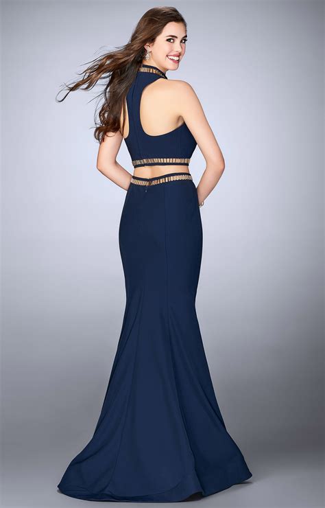 La Femme 23932 2 Piece Halter Jersey Mermaid Dress Prom Dress