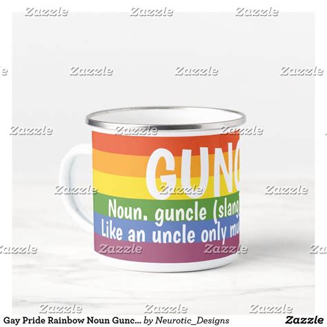 Gay Pride Rainbow Noun Guncle Gay Uncle Slang Enamel Camper Mug Gay