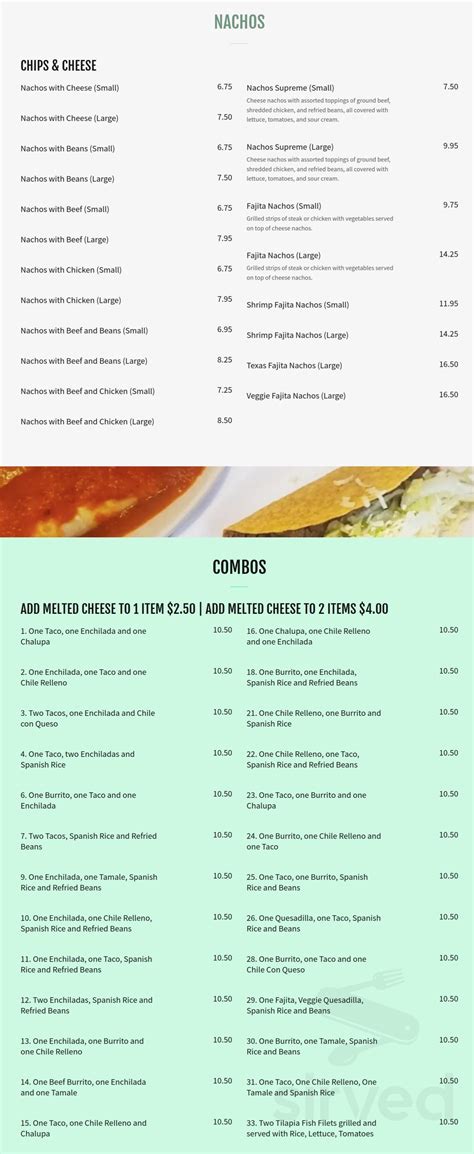 El Nopalito Mexican Restaurant Menu In Kennesaw Georgia Usa