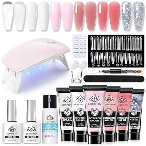Born Pretty Polygel Starter Set Mit Uv Lampe Poly Gel N Gel Set Farben Transparent Wei Nude