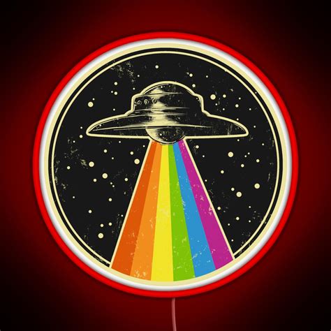 Queer Ufo Rainbow Ufo Alien Abduction Queer Lgbt Gay Pride Rgb Neon Si