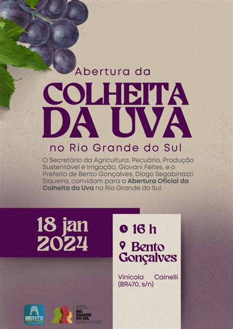 Abertura Oficial da Colheita da Uva será dia 18 01 em Bento Gonçalves