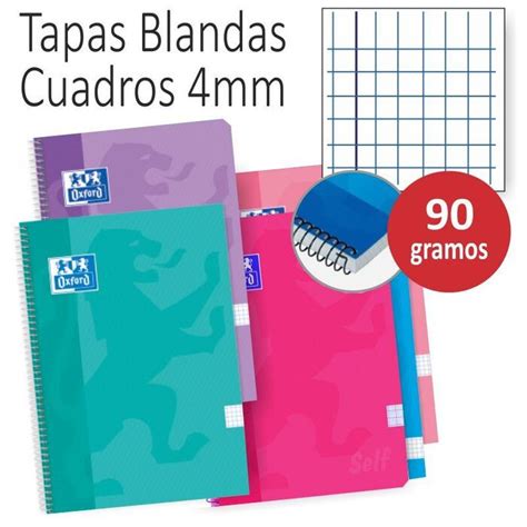 Bloc Espiral Oxofrd Folio Tapa Básica 80 Hojas 90g Cuadrícula 4 mm Pack