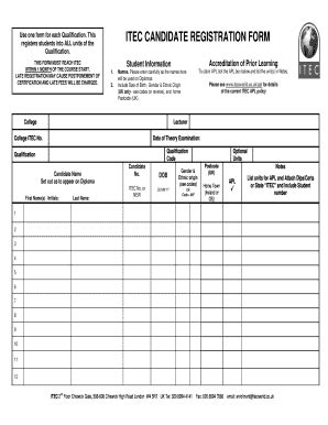 Fillable Online Itecworld Co Itec Candidate Registration Form