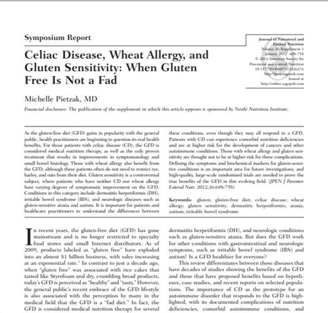 Celiac Disease Wheat Allergy And Gluten Sensitivity When Gluten Free Is Not A Fad The