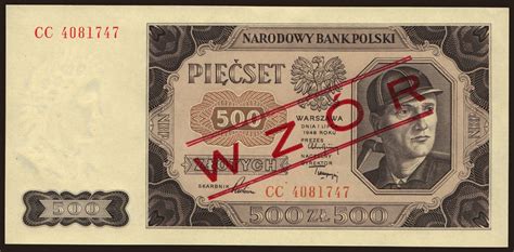 500 Zlotych 1948 WZOR Notafilia Kp