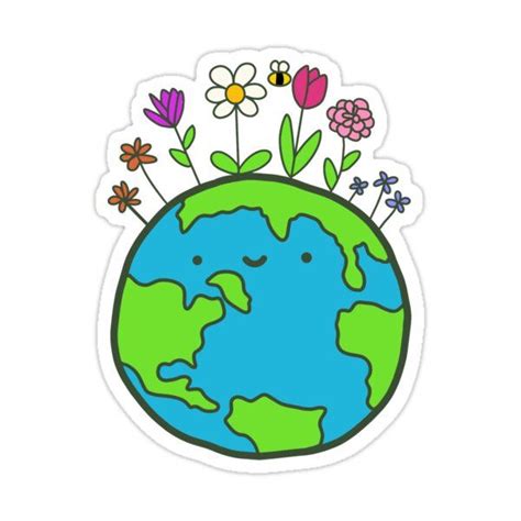 Cute Earth Sticker For Sale By Ecstickers2 Happy Earth Happy Stickers Stickers