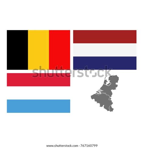 Vector Illustration Benelux Map Flags Stock Vector (Royalty Free) 767160799