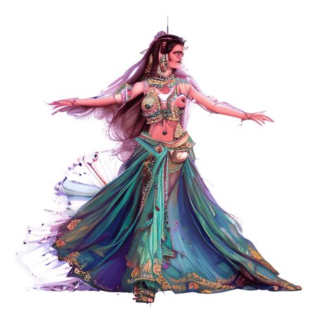 Belly Dancer With Fan Digital Graphic · Creative Fabrica