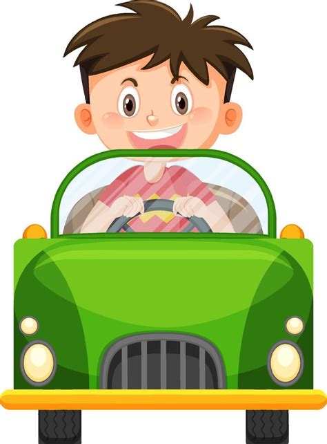 Lindo Niño Manejar Coche Caricatura 7701218 Vector En Vecteezy