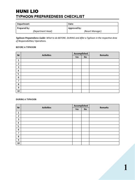 Typhoon Preparedness Checklist Huni Lio May 25, 2023 | PDF