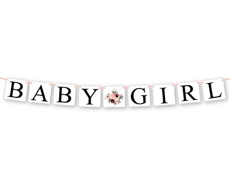 Welcome Baby Girl Banner Coral And Maroon Watercolor Flower