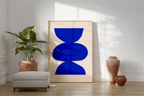 Royal Blue Minimalist Abstract Printable Wall Art Bright Blue Modern