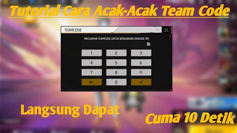 Tutorial Cara Acak Acak Team Code Free Fire YouTube