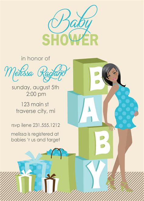 Blocks Baby Shower Invitations - Boy Baby Shower - African American on ...