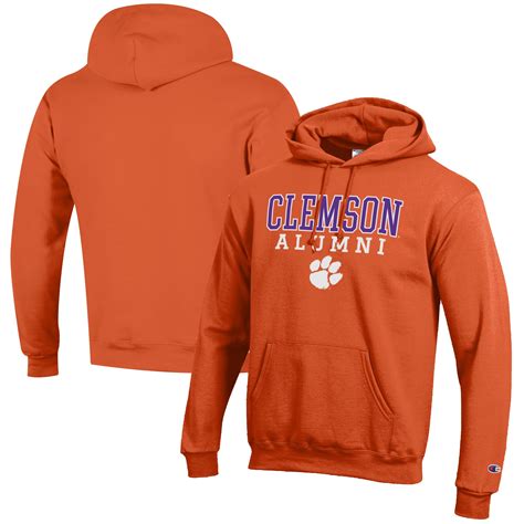 Mens Champion Orange Clemson Tigers Alumni Logo Stack Pullover Hoodie