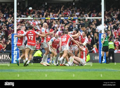 Leeds, England - 23rd July 2023 -Hull Kingston Rovers players celebrate ...