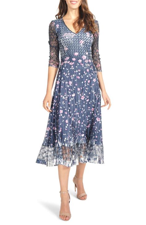 Komarov Lace Sleeve Charmeuse Midi Dress Regular And Petite Nordstrom