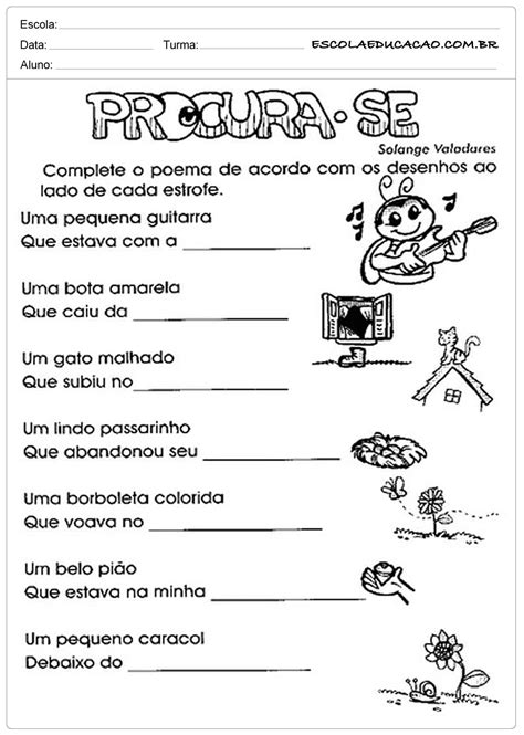 Poemas Com Rimas 5 Ano