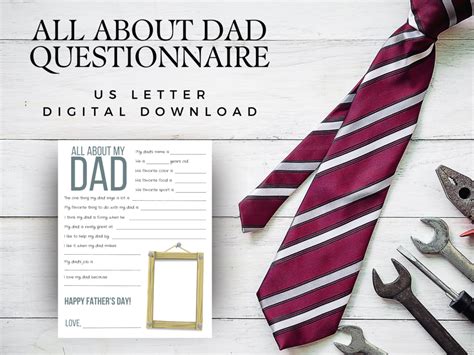 All About Dad Questionnaire Fathers Day Printable T Inspired Fun