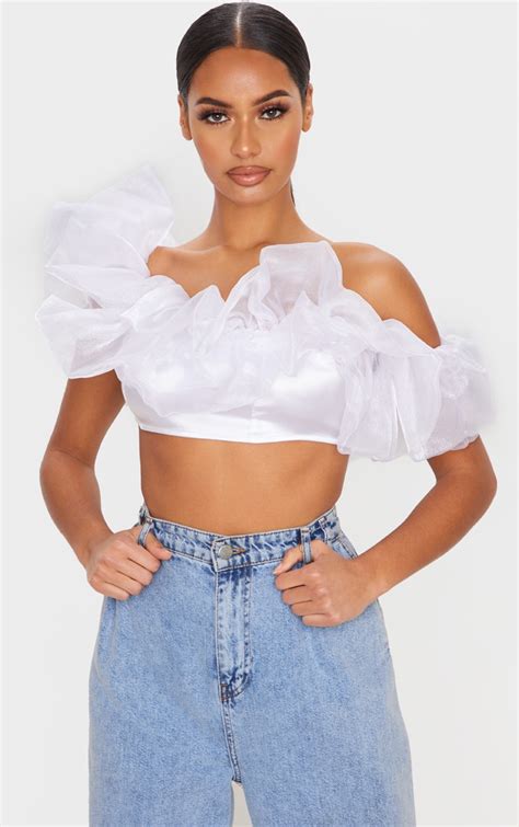 White Ruffle Tube Top