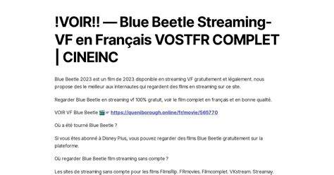 Voir Blue Beetle Streaming Vf En Fran Ais Vostfr Complet Cineinc