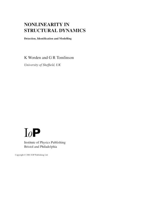 PDF Non Linearity In Structural Dynamics Detection Identification And