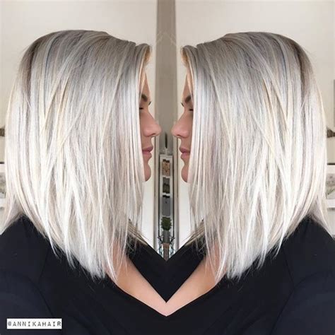 Ice Blonde Angled Blunt Cut Bob Trendy Bob Hairstyles Long Bob