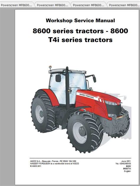 Massey Ferguson T I Series Tractors Workshop Manuals