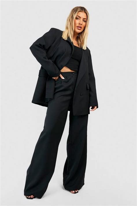 Trousers Relaxed Fit Slouchy Wide Leg Trousers Boohoo