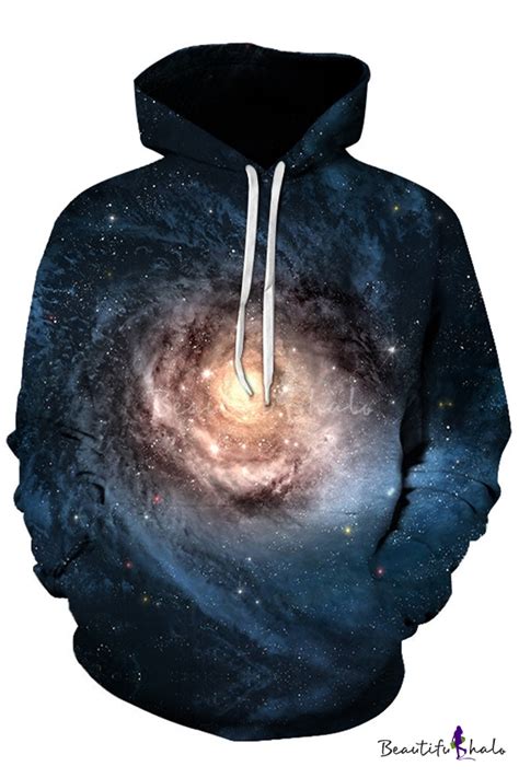 Cool Galaxy Pattern Long Sleeves Pullover Hoodie With Pocket