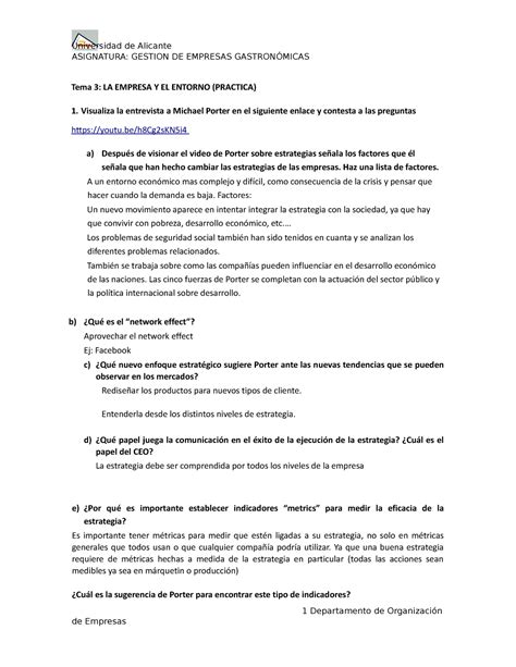 Práctica Tema 3 La Empresa Y El Entorno Asignatura Gestion De Empresas GastronÓmicas Tema 3