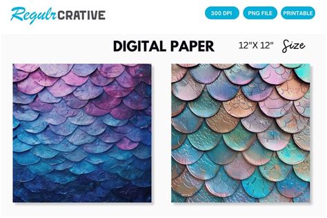 Mermaid Scale Digital Paper Mermaid Scale Background