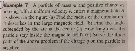 Example 7 A Particle Of Mass M And Positive Charge Q Moving With A Uniform Velocity Y Enters A